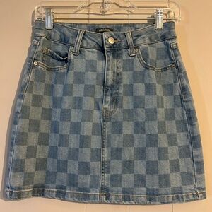 Wild Fable Blue Checkered Denim Skirt